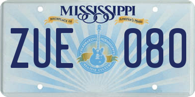 MS license plate ZUE080