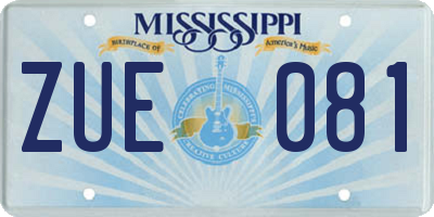 MS license plate ZUE081