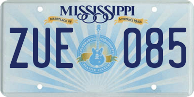 MS license plate ZUE085