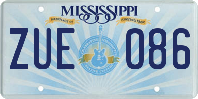 MS license plate ZUE086
