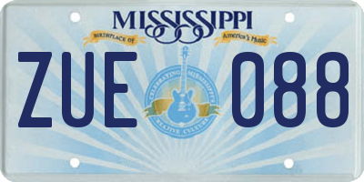 MS license plate ZUE088