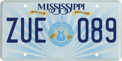 MS license plate ZUE089
