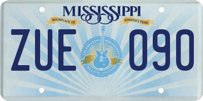 MS license plate ZUE090