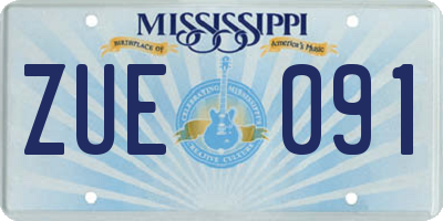 MS license plate ZUE091