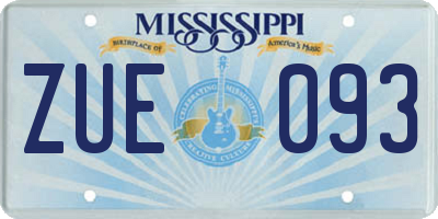 MS license plate ZUE093