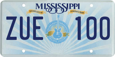 MS license plate ZUE100