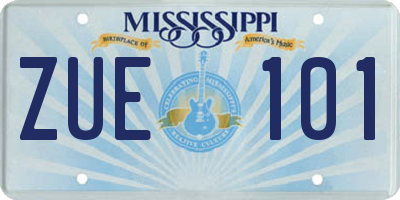MS license plate ZUE101