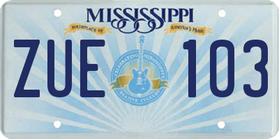 MS license plate ZUE103