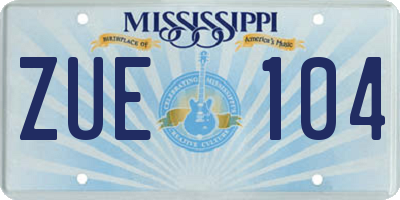 MS license plate ZUE104