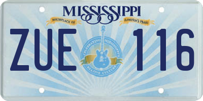 MS license plate ZUE116