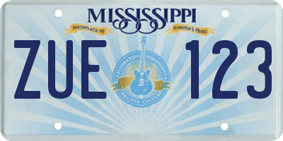 MS license plate ZUE123