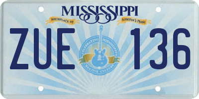 MS license plate ZUE136