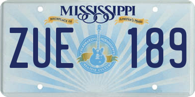 MS license plate ZUE189