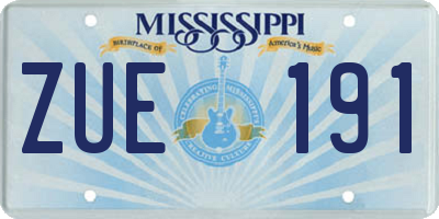 MS license plate ZUE191