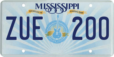 MS license plate ZUE200