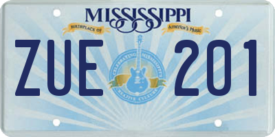 MS license plate ZUE201