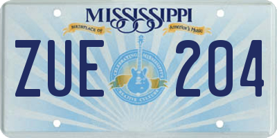 MS license plate ZUE204
