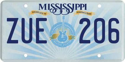 MS license plate ZUE206