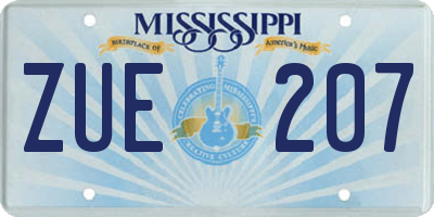 MS license plate ZUE207