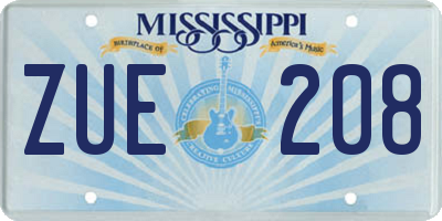 MS license plate ZUE208