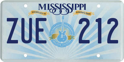 MS license plate ZUE212