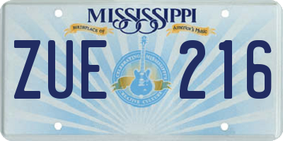 MS license plate ZUE216
