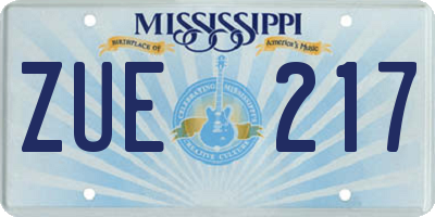 MS license plate ZUE217