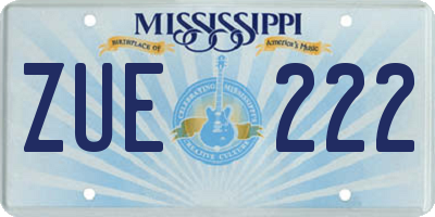 MS license plate ZUE222