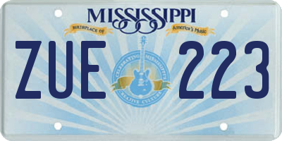 MS license plate ZUE223