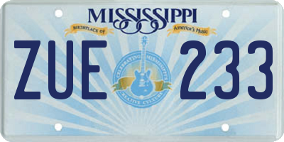 MS license plate ZUE233