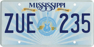 MS license plate ZUE235