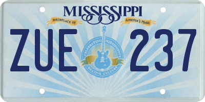 MS license plate ZUE237