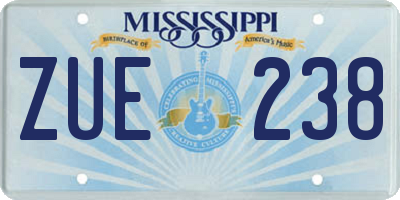 MS license plate ZUE238