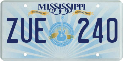MS license plate ZUE240