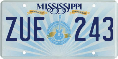 MS license plate ZUE243