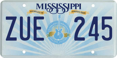 MS license plate ZUE245