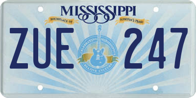 MS license plate ZUE247