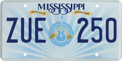 MS license plate ZUE250