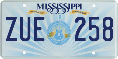 MS license plate ZUE258