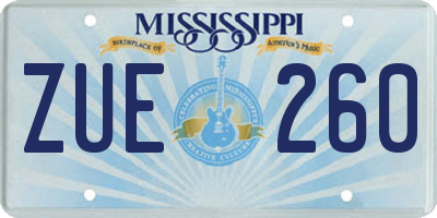 MS license plate ZUE260