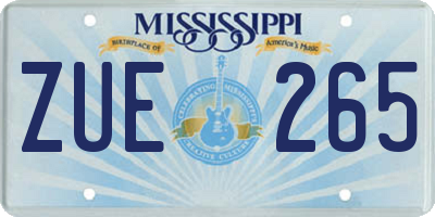 MS license plate ZUE265