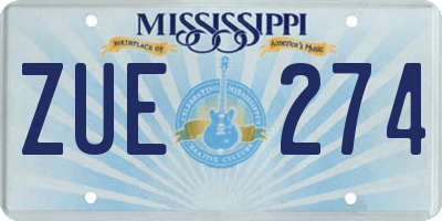 MS license plate ZUE274