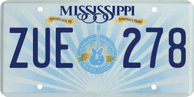 MS license plate ZUE278