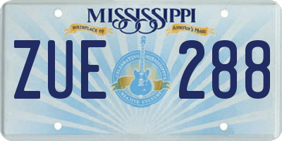 MS license plate ZUE288