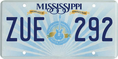 MS license plate ZUE292