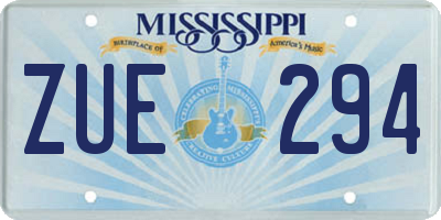 MS license plate ZUE294