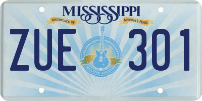 MS license plate ZUE301
