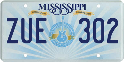 MS license plate ZUE302