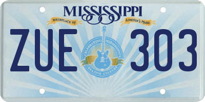 MS license plate ZUE303