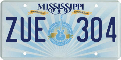 MS license plate ZUE304